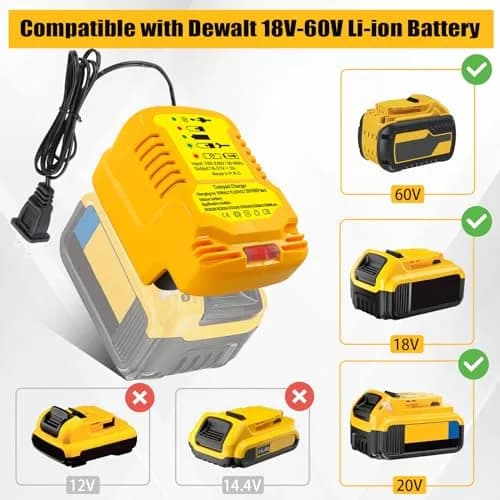 TPDL Mini Portable DCB112 Charger for Dewalt 20V/60V MAX Batteries | Compact 2A Output, 100-240V Input thumbnail 4