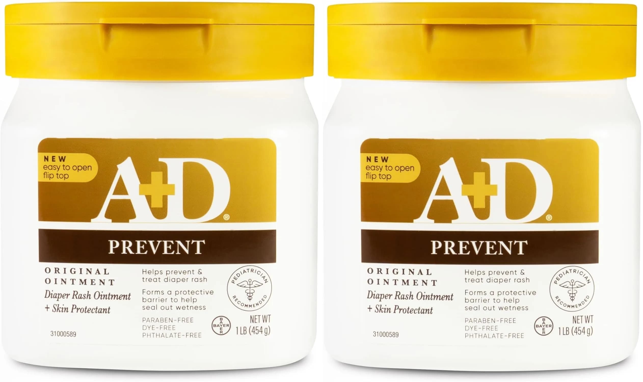 A+D Diaper Rash Ointment 16oz Pack of 2 | Pediatric Skin Protectant with Vitamins A & D - main product image