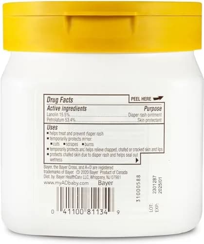 A+D Diaper Rash Ointment 16oz Pack of 2 | Pediatric Skin Protectant with Vitamins A & D thumbnail 2