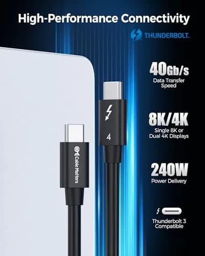 Cable Matters 40Gbps Thunderbolt 4 Cable, 0.3m (1ft) | Intel Certified USB4 Cable thumbnail 2