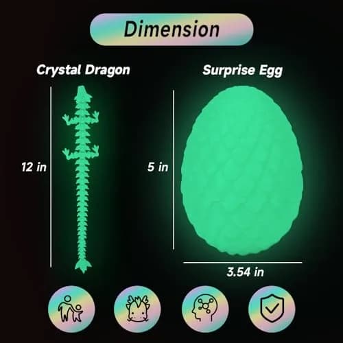 TBOLINE 12" Articulated Crystal Dragon Toy with 4.53" Egg | Officially Licensed, Non-Toxic PLA thumbnail 5