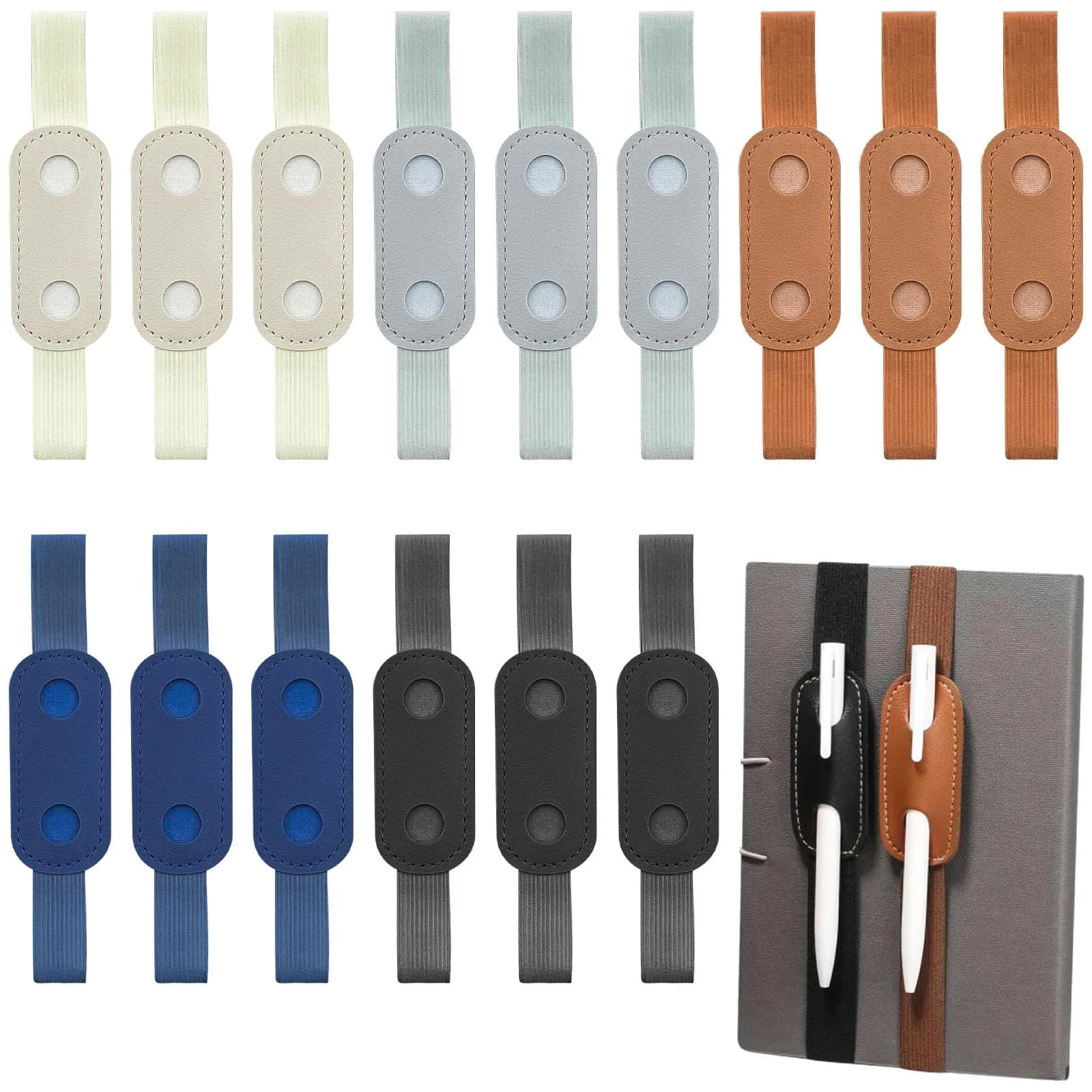 Aswewamt 5 Pcs Elastic Notebook Band Holders PU Leather Adjustable Pen Sleeve Pouch for Notebook Planners Binders Books | Multifunctional & Portable — Style_2