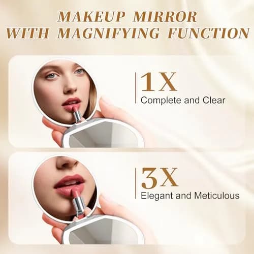 Kakuje White Compact Mirror with Light, 1X/3X Magnification LED Pocket Mirror 7.9cm (3.1") | Illuminated for Perfect Makeup thumbnail 4