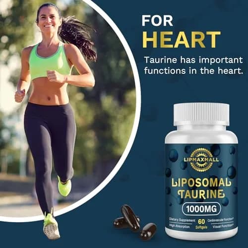 lipmaxmall Liposomal Taurine Supplement 1000mg | High Absorption Amino Acid for Heart, Nerve, Brain, Visual, Longevity & Muscle (60 Softgels - 2 Pack) thumbnail 3