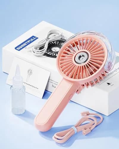 SWEETFULL Portable Misting Fan - 180° Foldable Handheld Personal Fan with Mist Spray, 30ml Tank, USB Rechargeable, 3 Speeds, for Travel & Outdoors thumbnail 7
