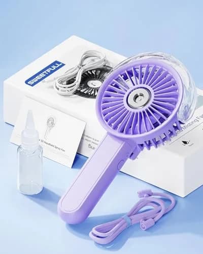 SWEETFULL Portable Misting Fan with Mist Spray, 3 Speeds, 30ml Water Tank, USB Rechargeable, 156 g (5.5 oz) | Cools Face & Body thumbnail 7