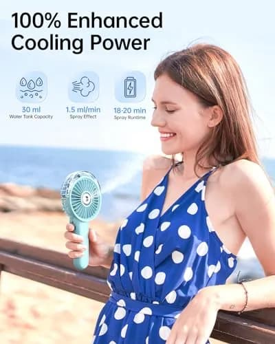 SWEETFULL Portable Misting Fan 30ml (1.01 Fl Oz) | Cools and Hydrates Face On-the-Go thumbnail 2