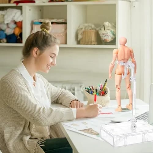 Haniforever Male Artist Mannequin Figure 15cm (6 Inch) | Poseable Drawing Model with Accessories thumbnail 4