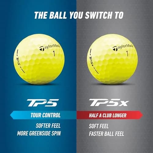 TaylorMade TP5x Yellow Golf Balls 12 Pack | High Visibility Tour Performance thumbnail 5