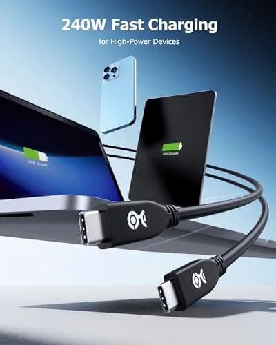 Cable Matters 40Gbps USB4 Cable, Thunderbolt 4/5 Compatible, 0.3m (1ft) | 240W Charging, 8K Video, 40Gbps Data thumbnail 5