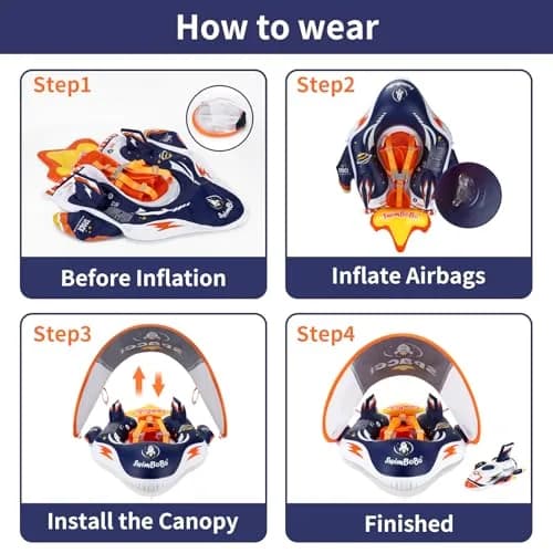 Swimbobo Baby Swimming Float Kids Pool Toys Deep Blue Spaceship L | UPF50+ Sun Canopy thumbnail 6