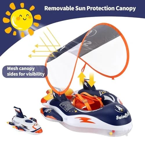 Swimbobo Baby Swimming Float Kids Pool Toys Deep Blue Spaceship L | UPF50+ Sun Canopy thumbnail 2