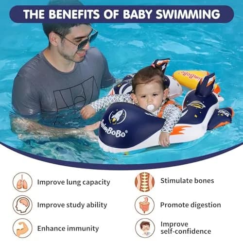 Swimbobo Baby Swimming Float Kids Pool Toys Deep Blue Spaceship L | UPF50+ Sun Canopy thumbnail 3
