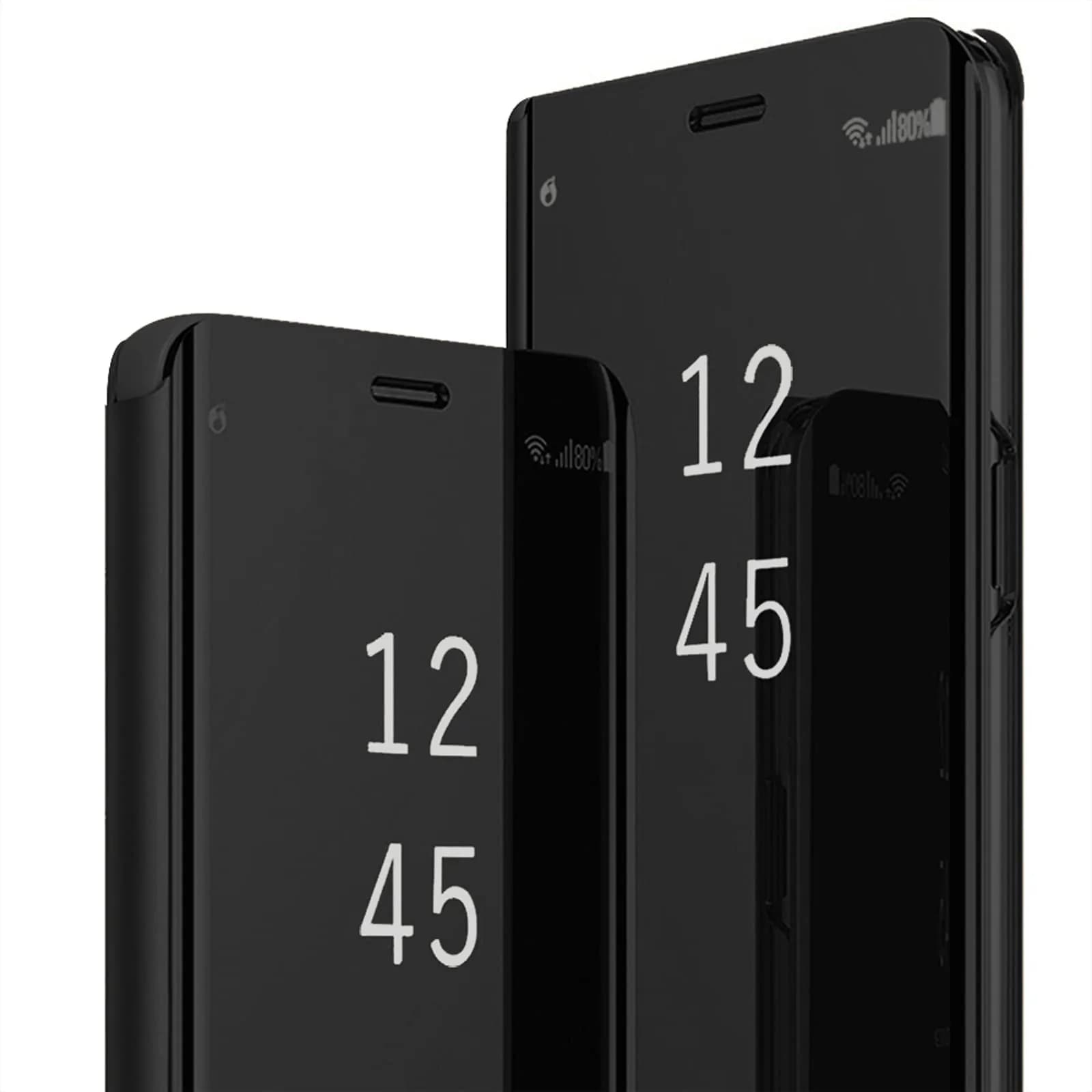 Gxmeuie Flip Mirror Case for Samsung Galaxy A36 5G (Burgundy) | Kickstand, PU Leather, Clear View — Black / Galaxy S24 Ultra