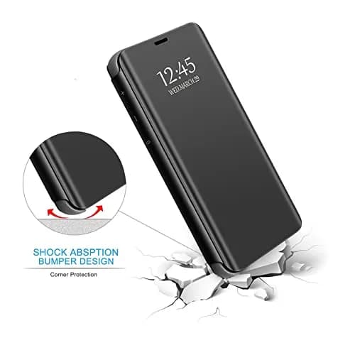 Gxmeuie Clear View Mirror Flip Case for Samsung Galaxy S24 Ultra 5G | Shockproof PU Leather with Kickstand thumbnail 5