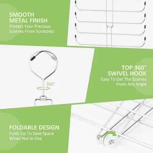 OMHOMETY Metal Scarf Hanger Holds 20 Scarves | Space-Saving Closet Organizer with 10-Tier Design thumbnail 4
