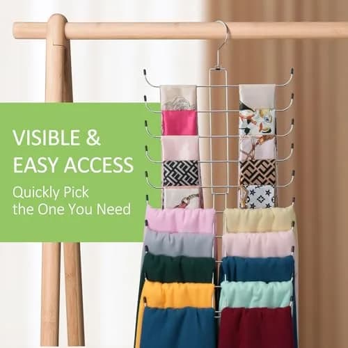 OMHOMETY Metal Scarf Hanger Holds 20 Scarves | Space-Saving Closet Organizer with 10-Tier Design thumbnail 5