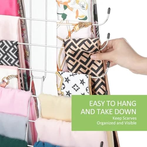 OMHOMETY Metal Scarf Hanger Holds 20 Scarves | Space-Saving Closet Organizer with 10-Tier Design thumbnail 6