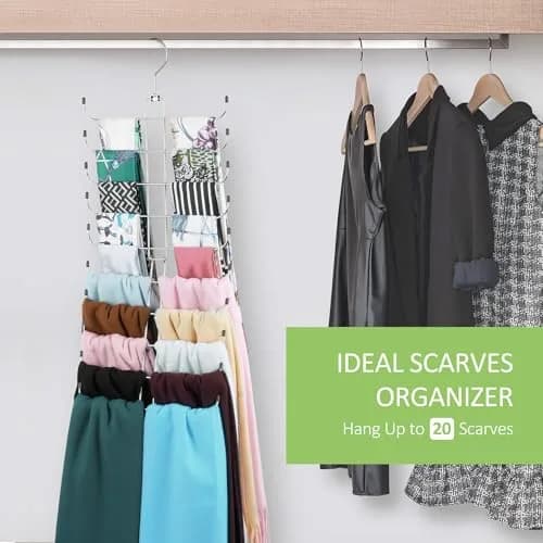 OMHOMETY Metal Scarf Hanger Holds 20 Scarves | Space-Saving Closet Organizer with 10-Tier Design thumbnail 2