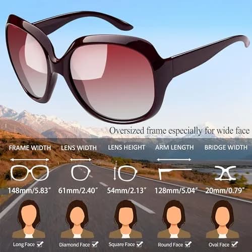 Joopin Oversized Butterfly Sunglasses for Women - D14 Black & Wine Red Frame, Polarized UV400 Protection thumbnail 4