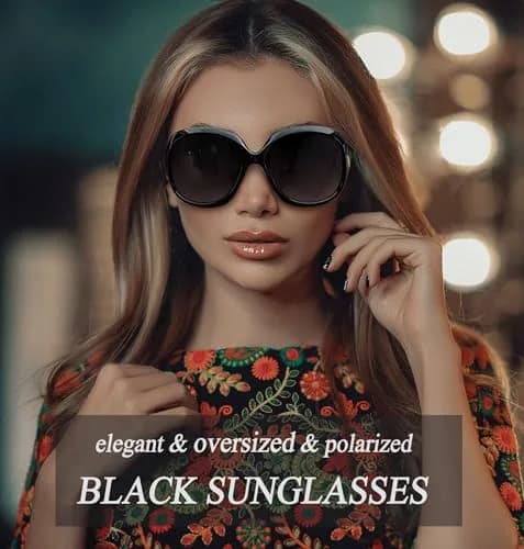Joopin Oversized Butterfly Sunglasses for Women - D14 Black & Wine Red Frame, Polarized UV400 Protection thumbnail 3
