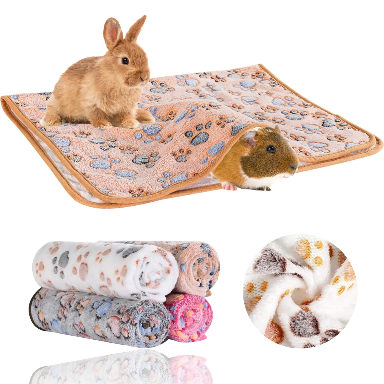 Grddaef Guinea Pig Fleece Blankets 6 Pieces 20cm x 20cm (7.9" x 7.9") | Waterproof & Washable Small Animal Cage Liners — L-30 x 20 Inch