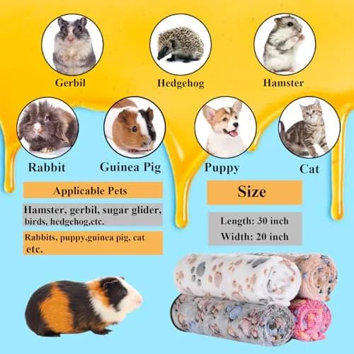 Grddaef Plush Flannel Guinea Pig Blanket 76x51cm (30x20 Inch) 4-Pack | Cozy, Washable, Waterproof Small Animal Bedding thumbnail 6