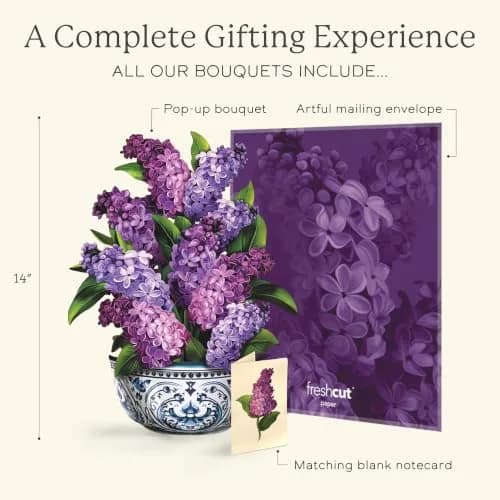 Freshcut Paper Garden Lilacs 3D Pop Up Card 14" x 10.5" | Blooming Art Bouquets thumbnail 4