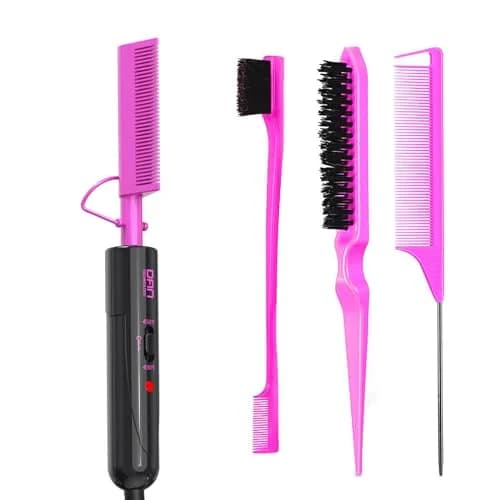 DAN Technology Hair Styling Kit - Hot Comb, Edge Brush, Rat Tail Comb, Bristle Brush for Lace Front Wigs and Black Hair | Healthy, Fast & Long-Lasting (100-450°F) thumbnail 1