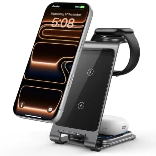 Intoval Aluminum 3 in 1 Wireless Charging Station for iPhone 17 16 15 14 13 12 11 Pro Max XR | Fast, Stable & Durable thumbnail 1