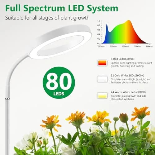 Aumtrly Full Spectrum LED Grow Light Stand 175cm (68") | 3 Lighting Modes, 5 Dimming Levels, 16-Hour Timer thumbnail 3
