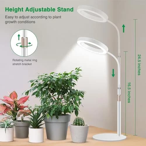 Aumtrly Full Spectrum LED Desk Grow Light with Metal Base, 20W | Adjustable Height & Gooseneck for Indoor Plants thumbnail 2