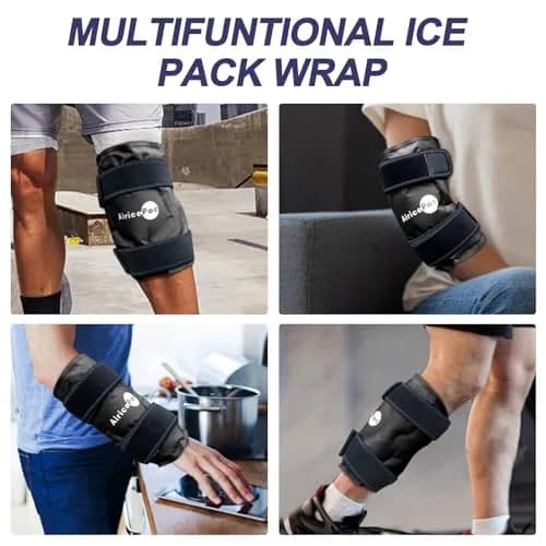 AiricePac Knee Ice Pack for Pain Relief, Reusable Gel Ice Wrap 21.9cm (8.66in) | Cold Compress Therapy for Arthritis, Swelling, Injuries thumbnail 5