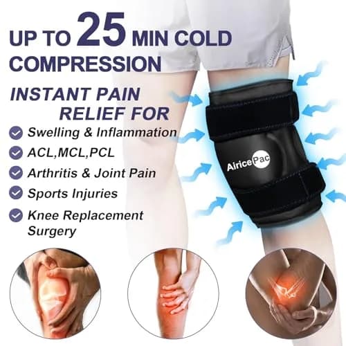 AiricePac Knee Ice Pack Wrap 2-Pack | Reusable Gel Cold Compress for Pain Relief & Injury Recovery thumbnail 2