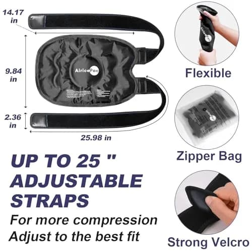 AiricePac Knee Ice Pack Wrap 2-Pack | Reusable Gel Cold Compress for Pain Relief & Injury Recovery thumbnail 4