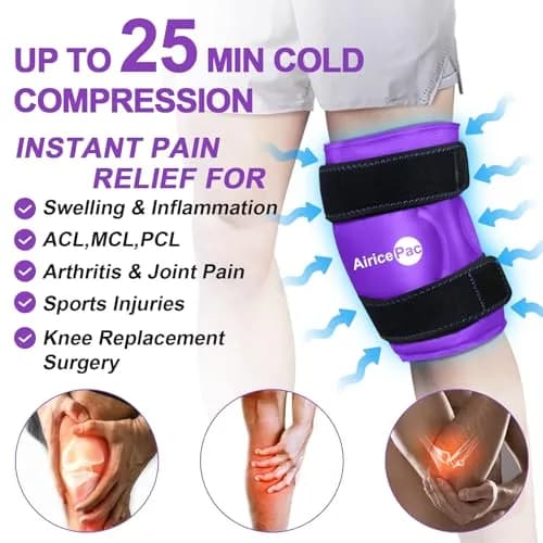 AiricePac Purple Gel Ice Pack for Knee Pain Relief 2 Count | Reusable Cold Compress Therapy for Injuries thumbnail 2