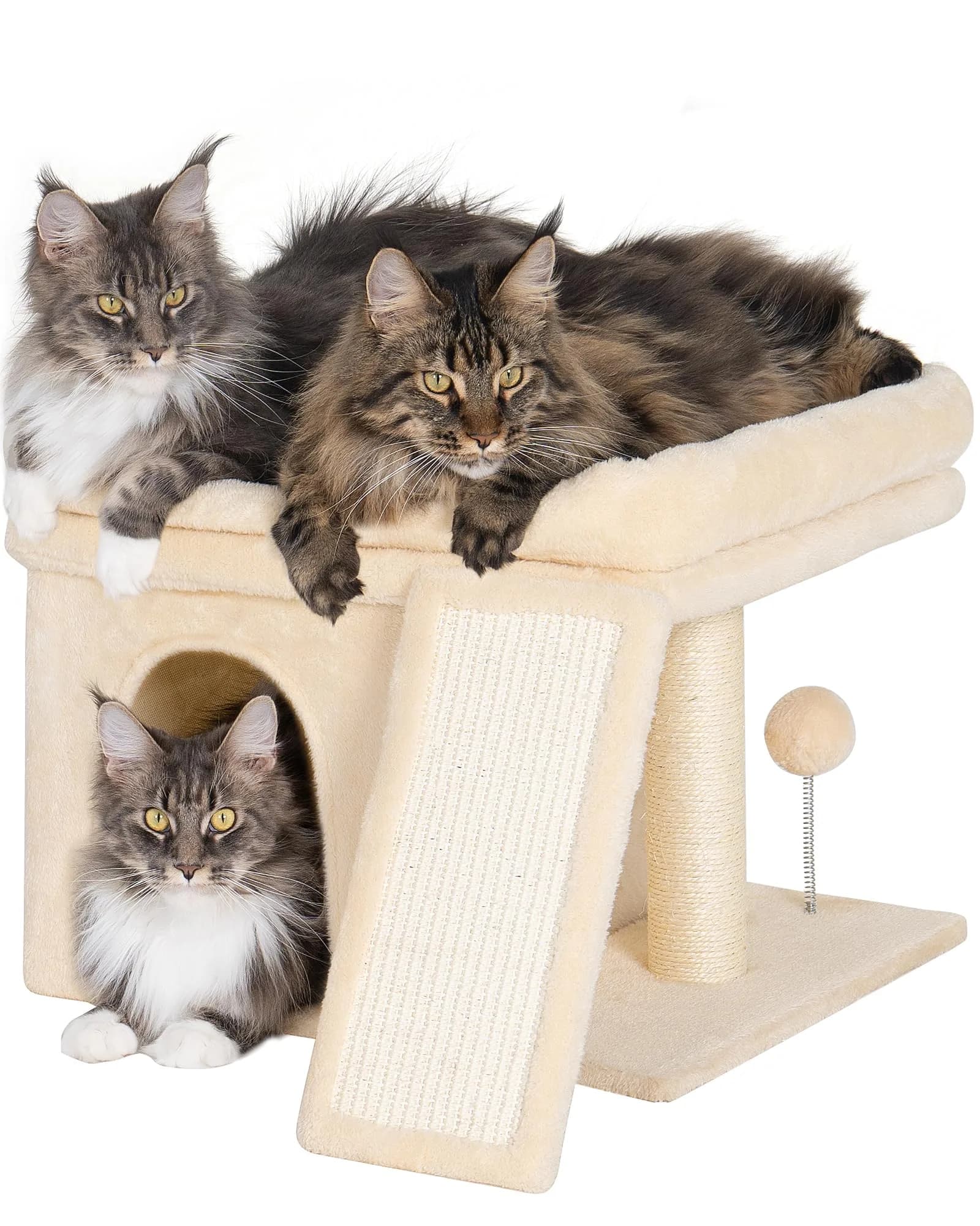Aechonow Cat Tree Tower for Large Cats | Spacious Perch & Condo, Senior-Friendly, Sisal Scratching Surface