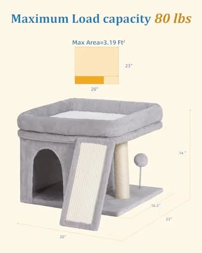 Aechonow Cat Tree Tower for Large Cats | Spacious Perch & Condo, Senior-Friendly, Sisal Scratching Surface thumbnail 4
