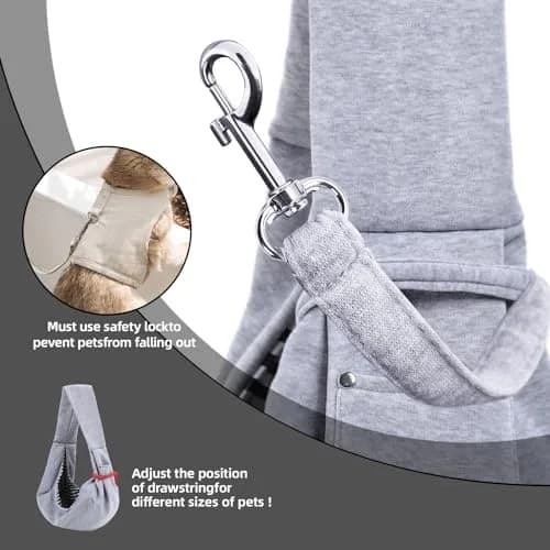 ARZQUT Dog and Cats Carrier Sling, Small Pet Carrier with Storage Pocket | Reversible, Hand-Free, Portable (21x12 inches) thumbnail 6