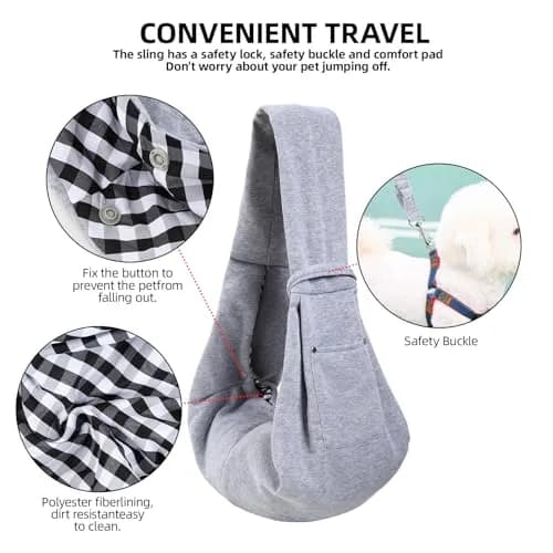 ARZQUT Dog and Cats Carrier Sling, Small Pet Carrier with Storage Pocket | Reversible, Hand-Free, Portable (21x12 inches) thumbnail 4