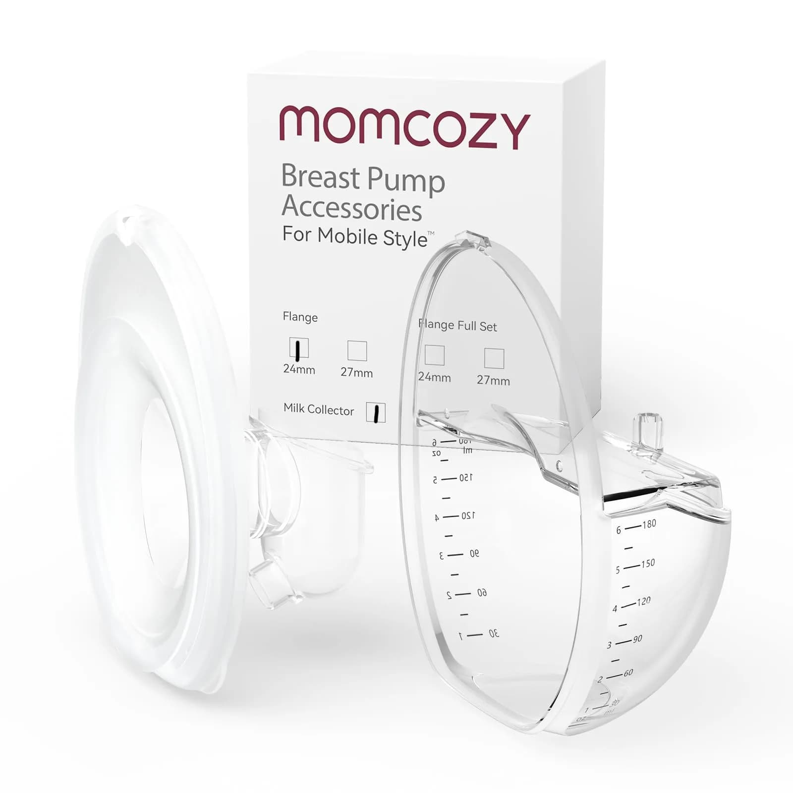 Momcozy M6 Breast Pump Accessories 24mm Flange & Milk Collector | BPA-Free Silicone, Original USA Import - main product image