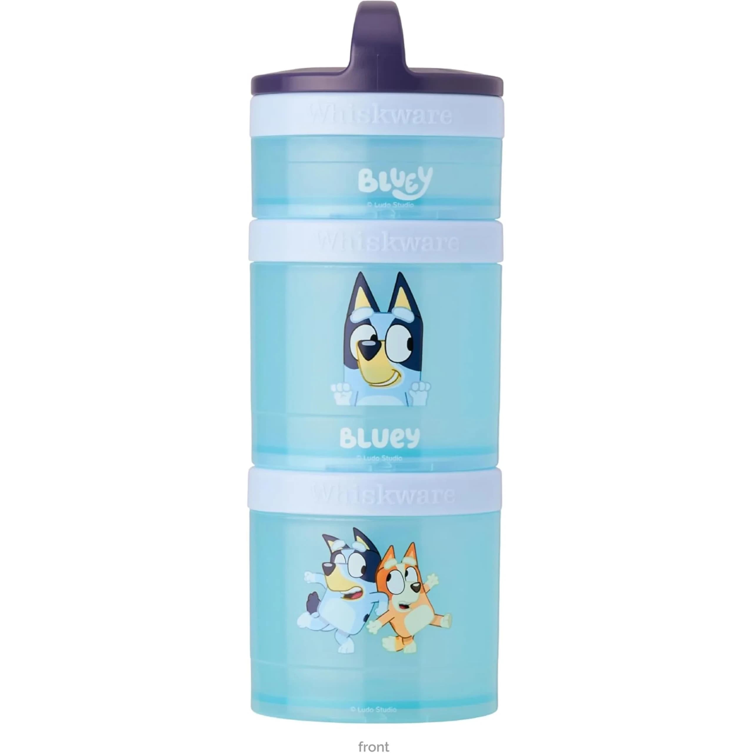 Whiskware Bluey Snack Containers, 3 Stackable Snack Cups (1/3 Cup, 1 Cup, 1 Cup) | Durable & Mess-Free for Kids - main product image