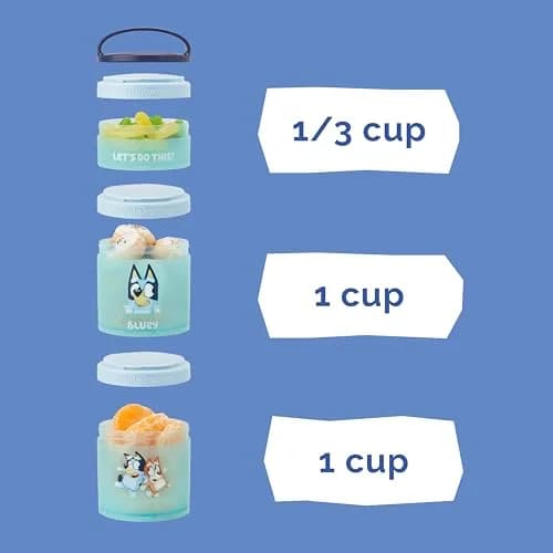 Whiskware Bluey Snack Containers, 3 Stackable Snack Cups (1/3 Cup, 1 Cup, 1 Cup) | Durable & Mess-Free for Kids thumbnail 4