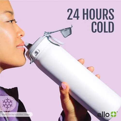 Ello Pop & Fill 22oz Stainless Water Bottle, Sip or Chug, Coastal Sunrise | 624ml Insulated Tumbler thumbnail 8