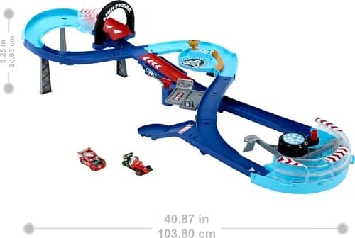 Mattel Disney and Pixar Cars GRC Jumping Raceway Toy Playset | Kid-Powered Racing Fun with Lightning McQueen & Francesco Bernoulli (Large Plastic, Multicolor) thumbnail 5