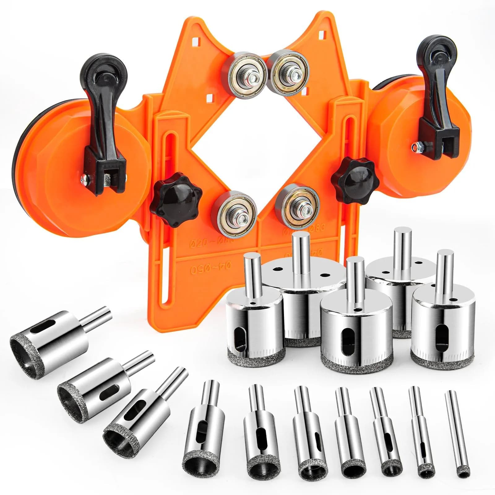 Semderm Diamond Tile Hole Saw Kit 14 PCS Set 6-100mm | Precision Cutting for Tile, Ceramic, Porcelain, Marble — Orange Diamond Hole Saw Kit