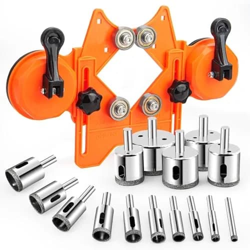 Sermderm Diamond Hole Saw Kit for Tile, Glass, Ceramic, Granite & Marble | 15-Piece Set with Double Suction Cups thumbnail 1