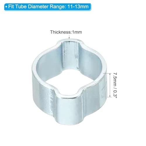 PATIKIL 30 Pack 11-13mm Double Ear Hose Clamp | Galvanized Steel, Corrosion-Resistant, 360° Pressure Distribution thumbnail 2