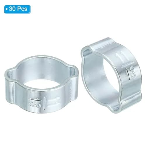 PATIKIL 30 Pack 11-13mm Double Ear Hose Clamp | Galvanized Steel, Corrosion-Resistant, 360° Pressure Distribution thumbnail 3