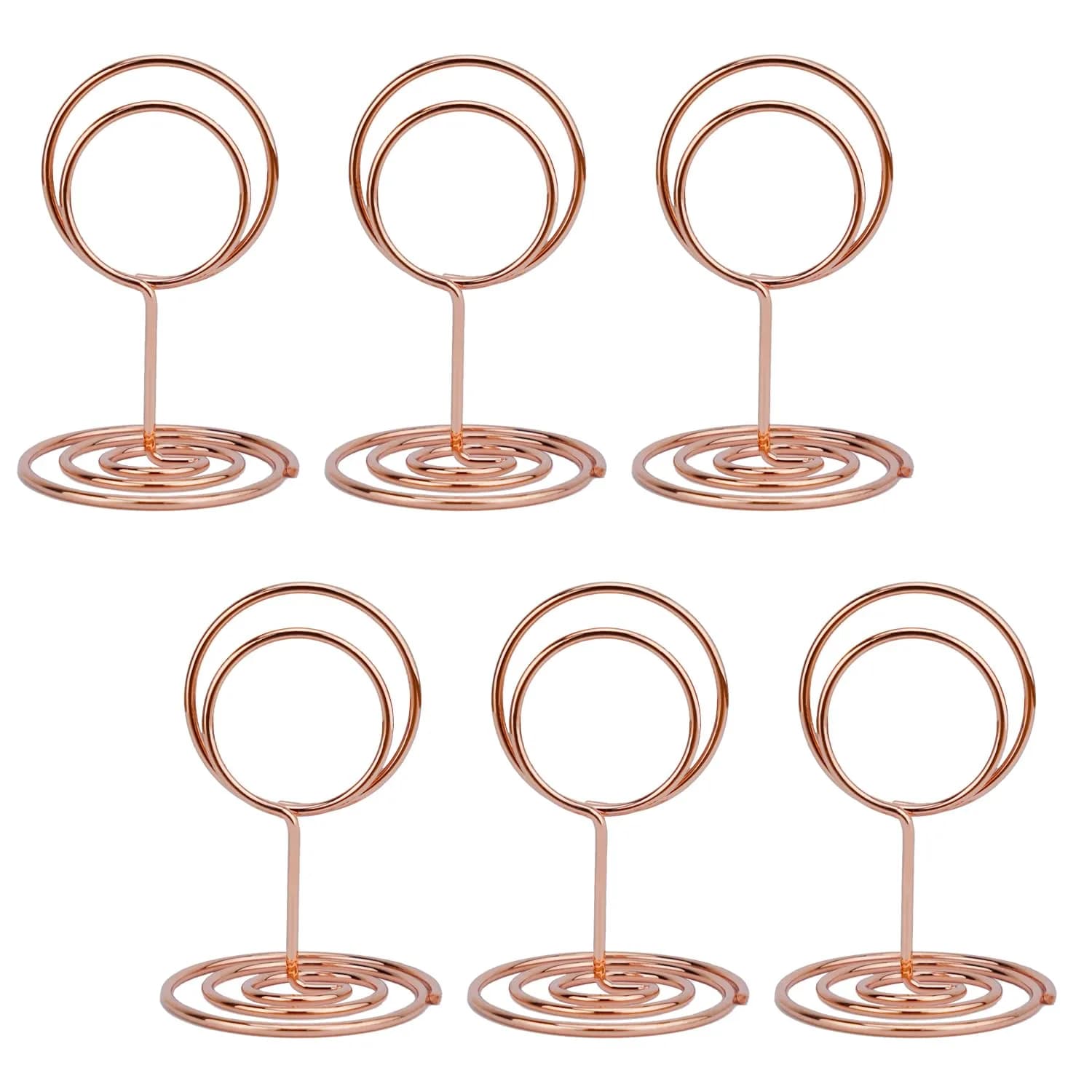 Jofefe Gold Mini Place Card Holders with Ring Design, 5cm (2 inch) Height, 20 Count | Elegant Table Number Stands for Weddings & Events — Rose Gold